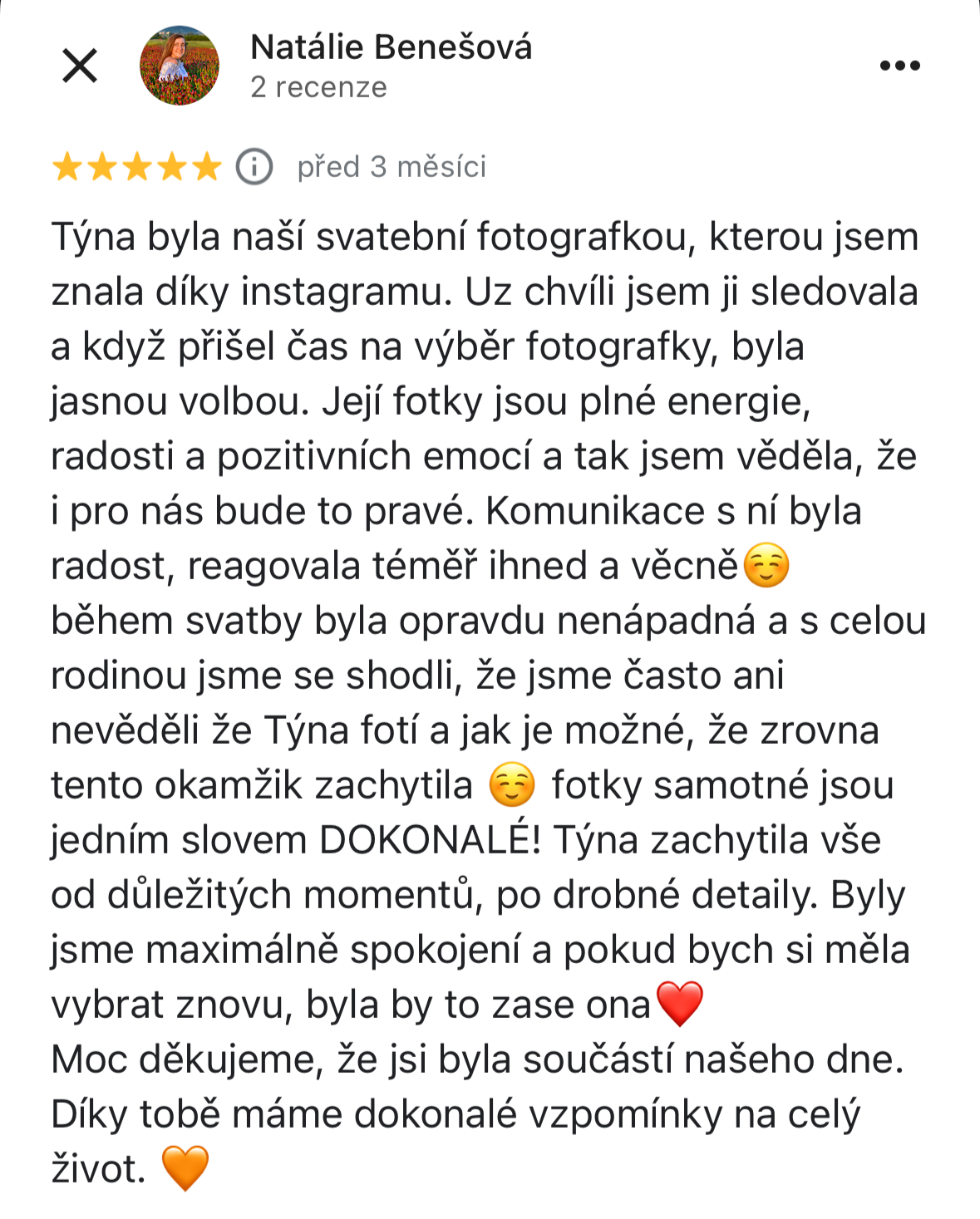 recenze kristýna zbíralová svatební fotografka praha